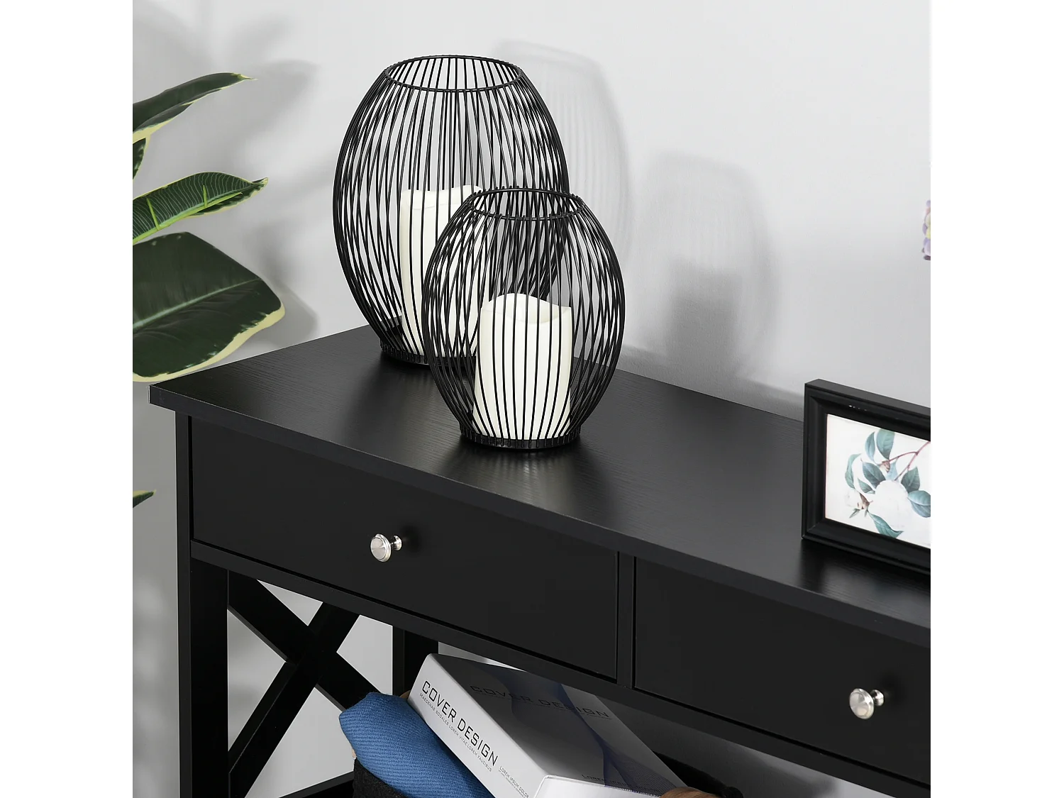 Mesa consola negro 100x30.5x80 cm HOMCOM