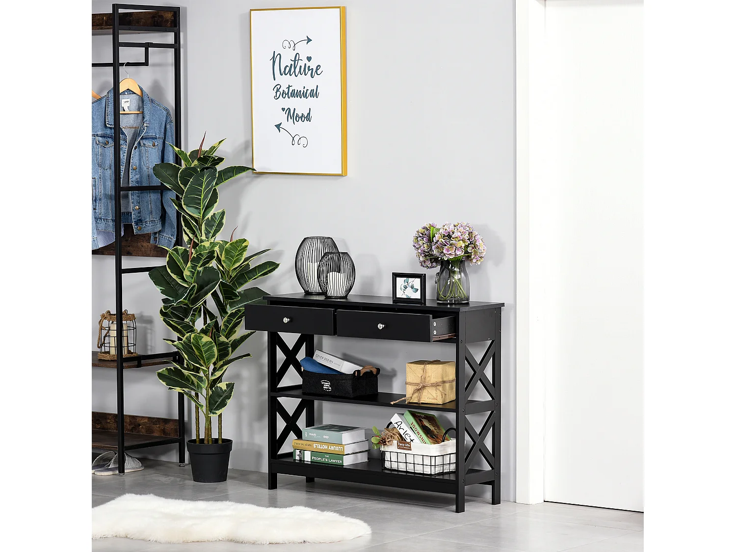 Mesa consola negro 100x30.5x80 cm HOMCOM