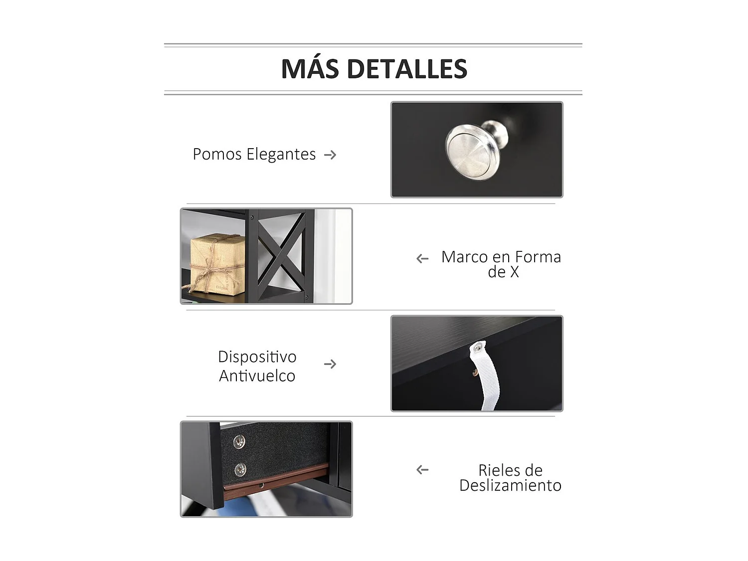 Mesa consola negro 100x30.5x80 cm HOMCOM