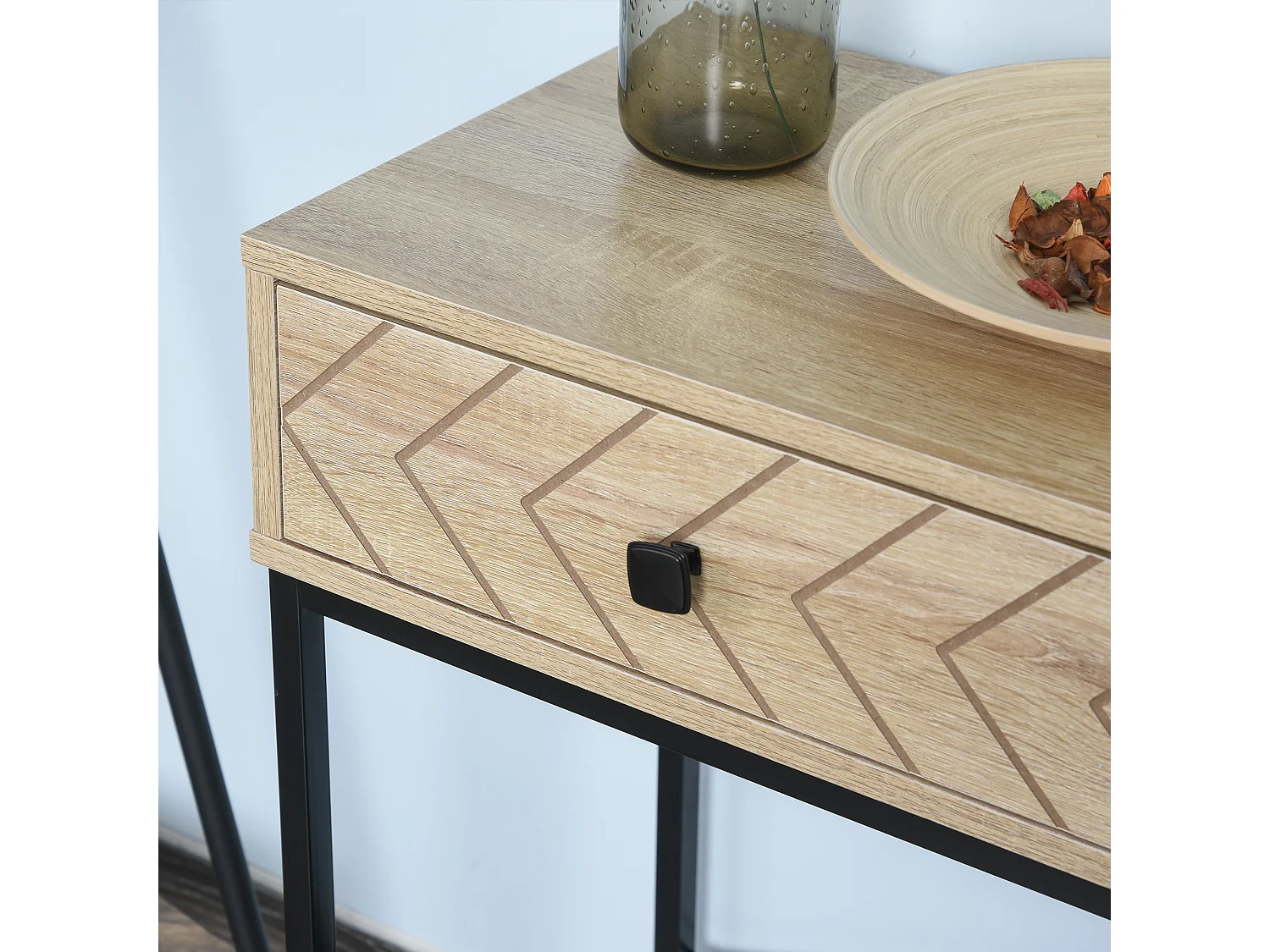 Mesa de consola madera natural 90x35x76 cm HOMCOM