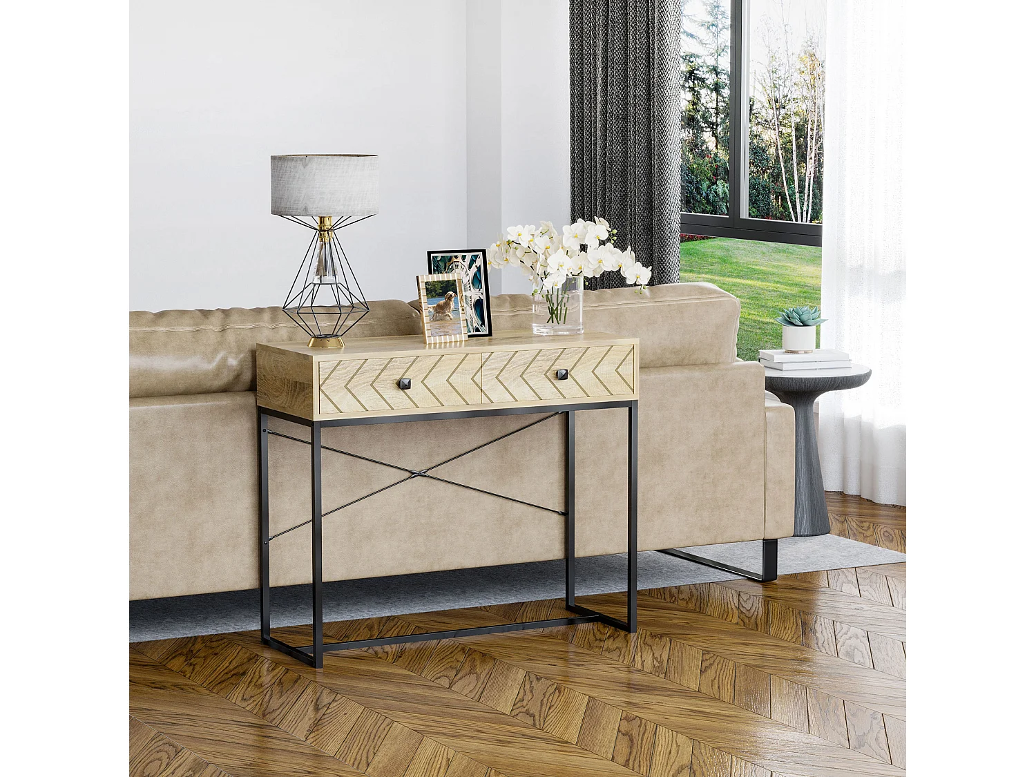 Mesa de consola madera natural 90x35x76 cm HOMCOM