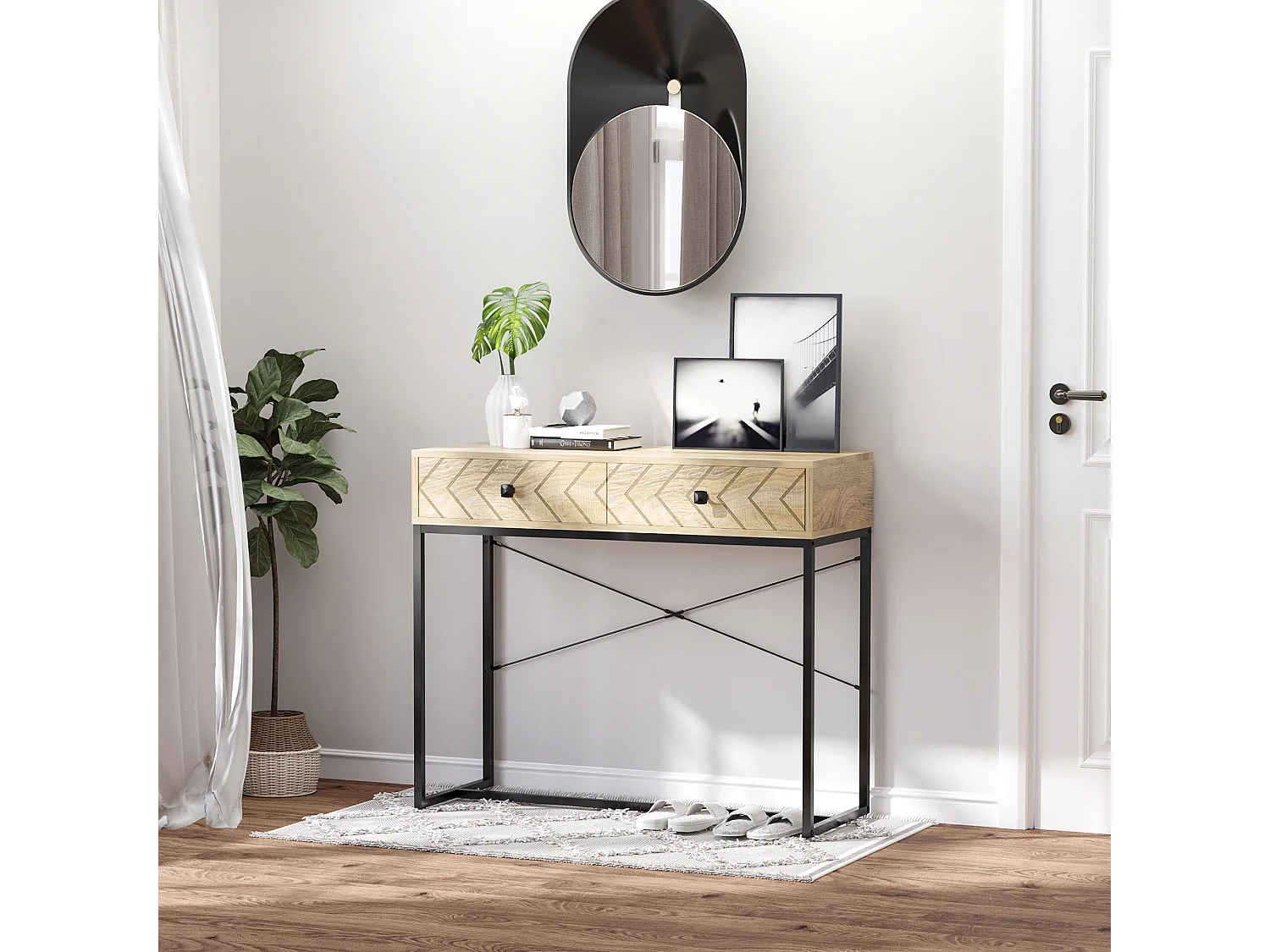 Mesa de consola madera natural 90x35x76 cm HOMCOM