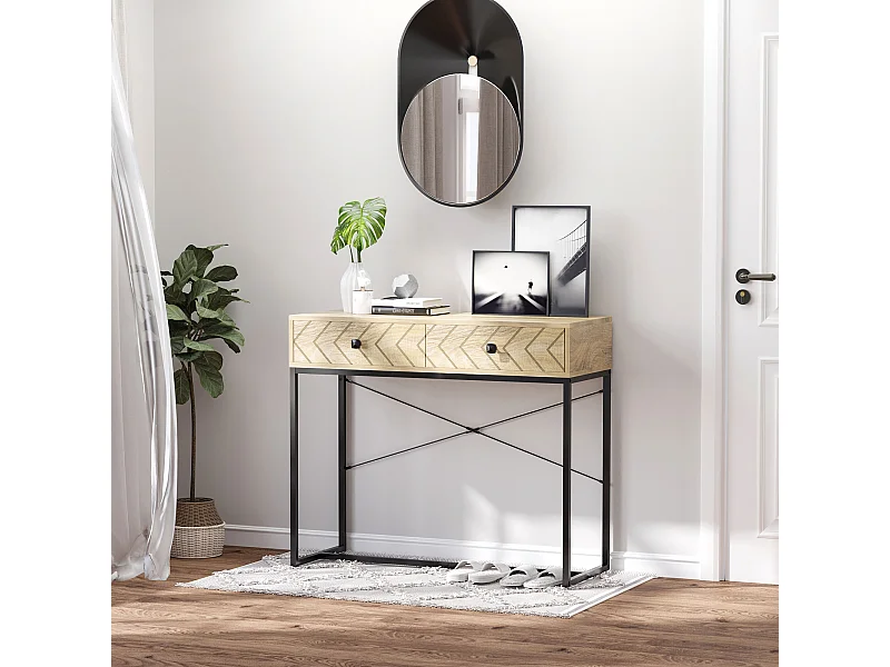 Mesa de consola madera natural 90x35x76 cm HOMCOM