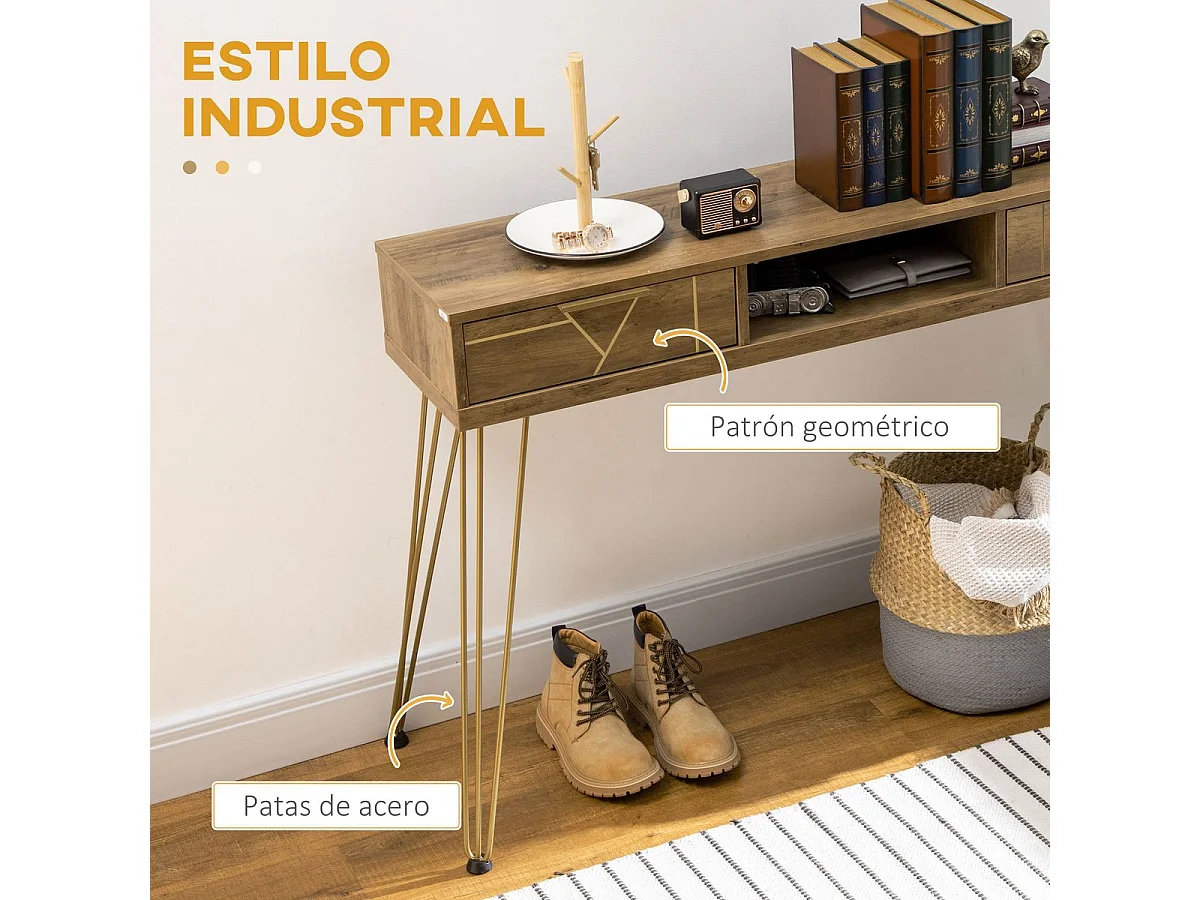 Mesa consola bronce 120x29x79 cm HOMCOM