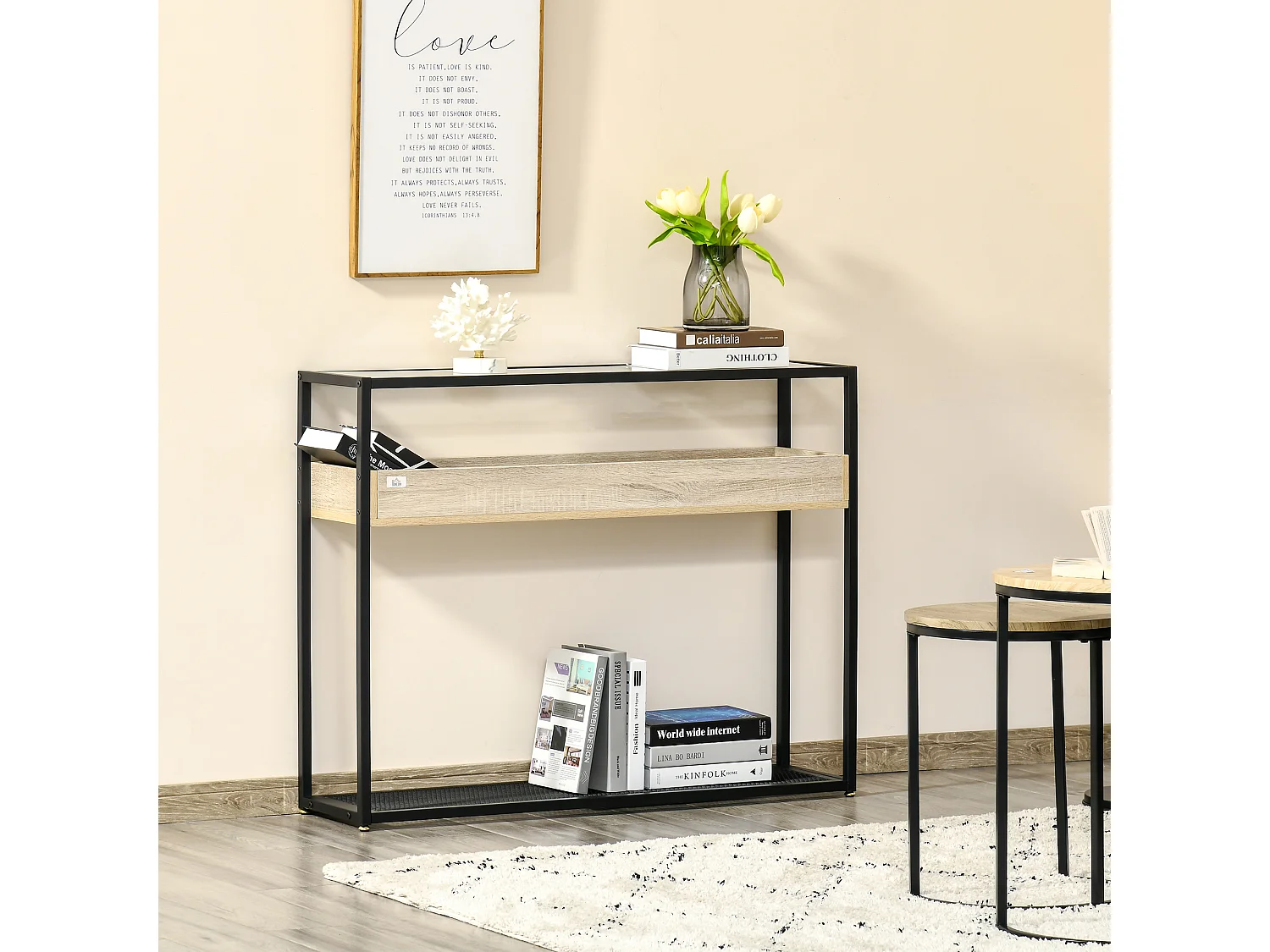 Mesa consola negro 108x28x85 cm HOMCOM