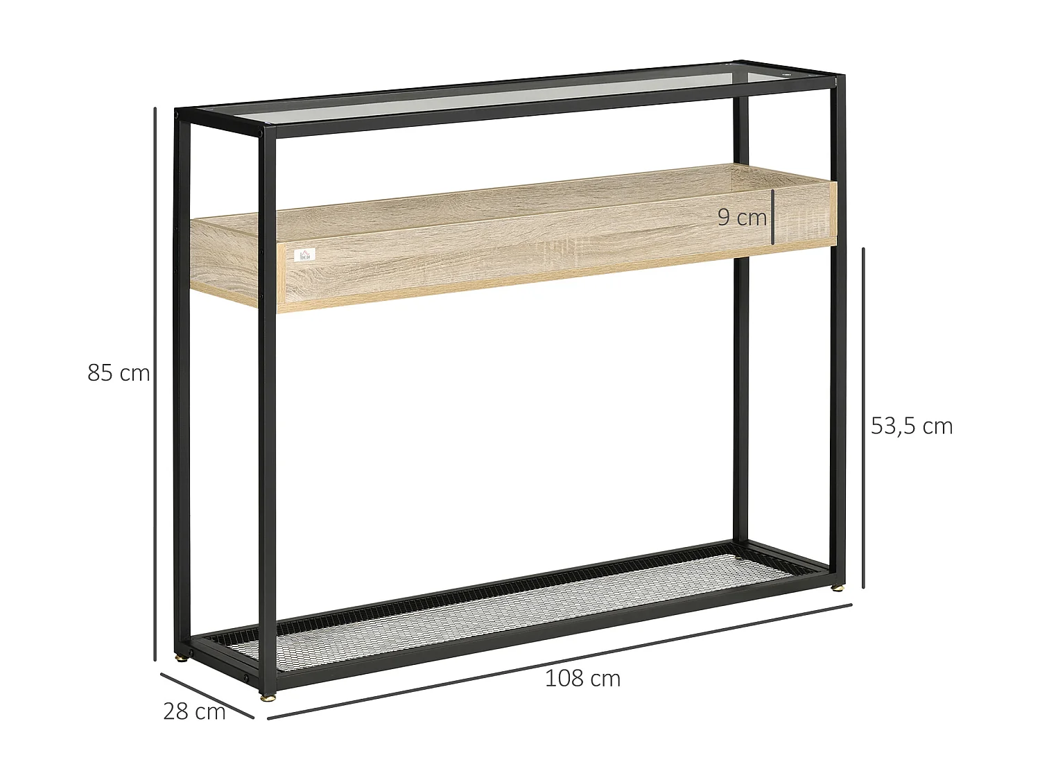 Mesa consola negro 108x28x85 cm HOMCOM