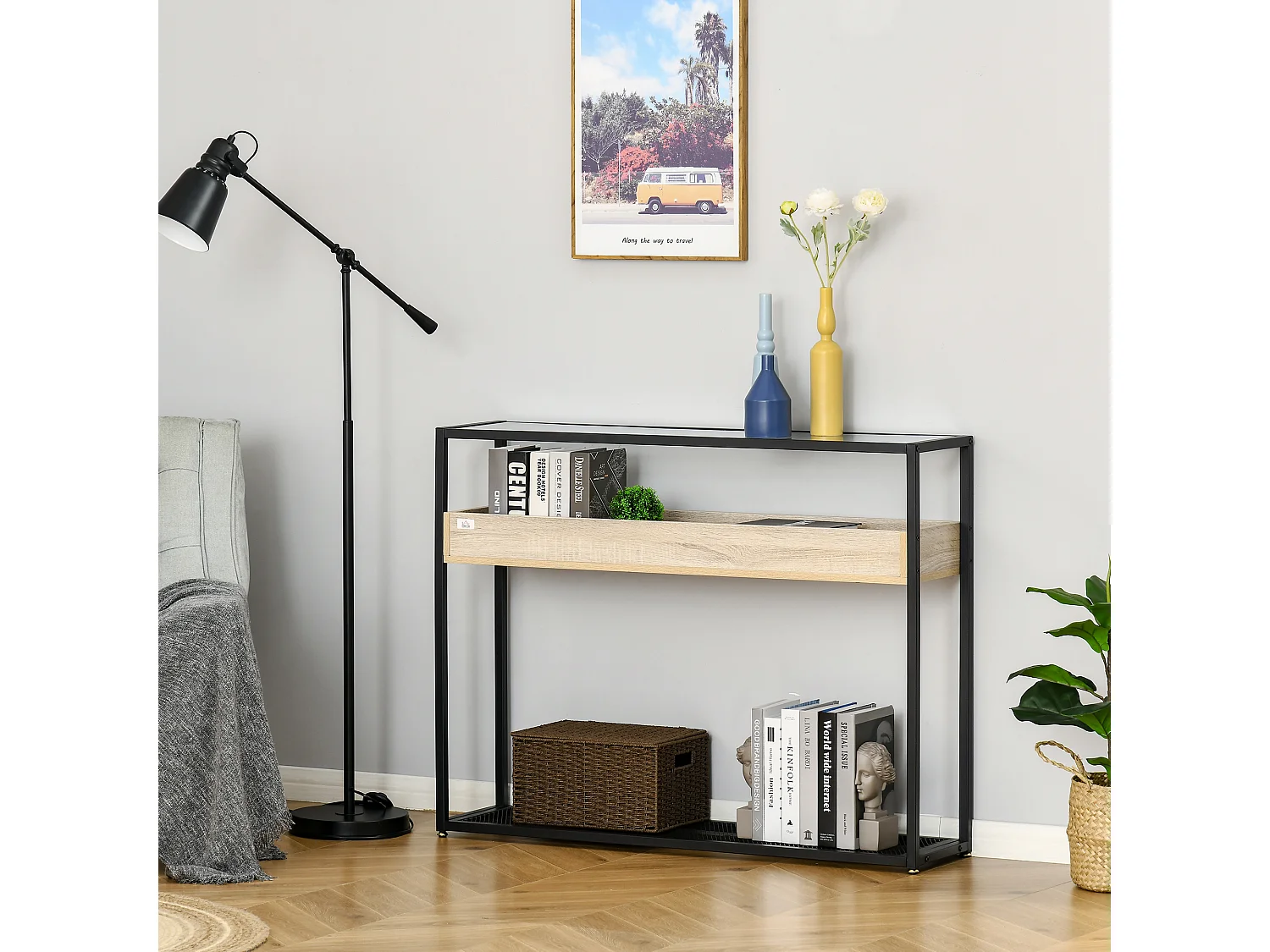 Mesa consola negro 108x28x85 cm HOMCOM