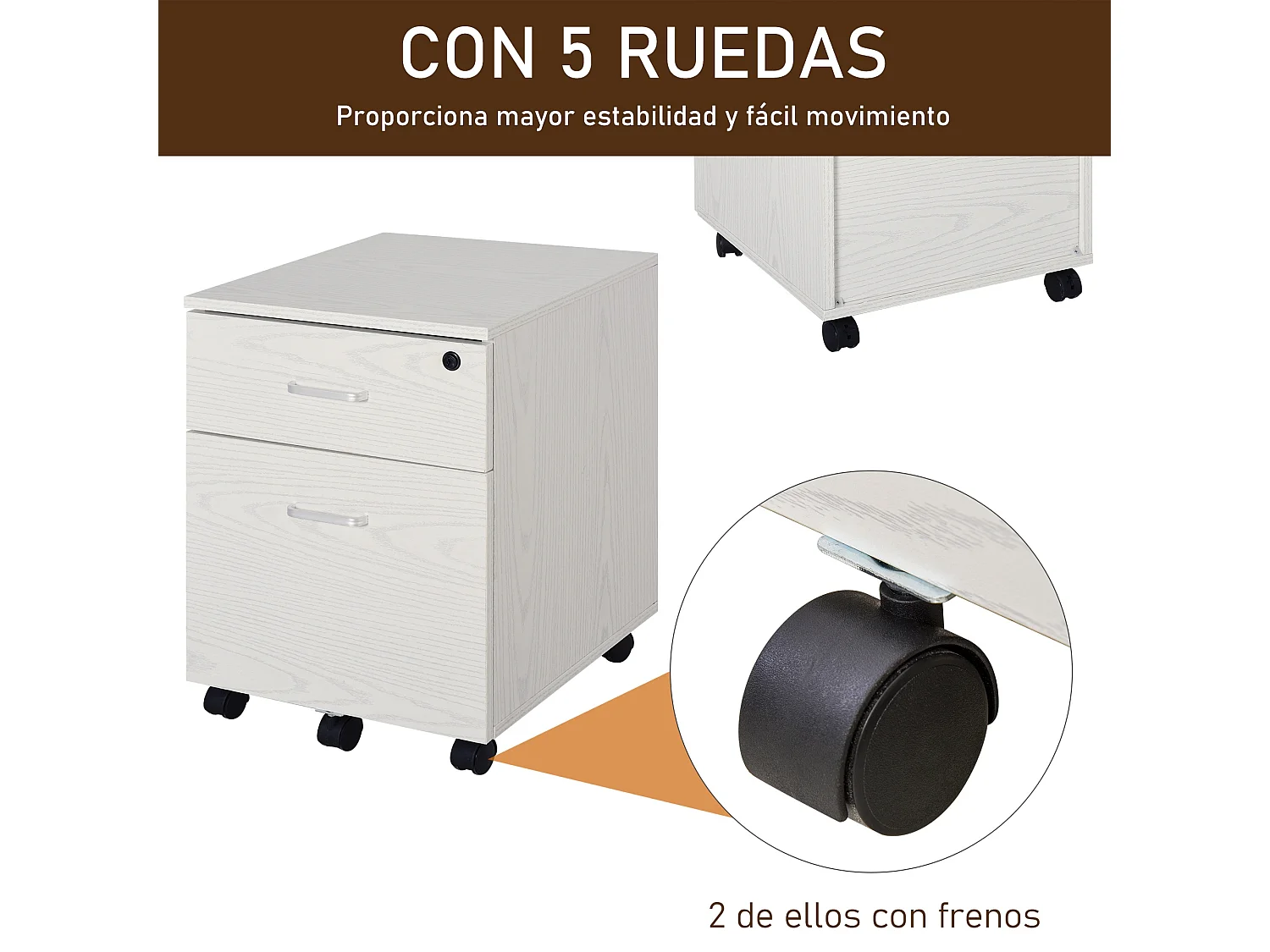 Armario de archivador móvil blanco 40x45x55.6 cm Vinsetto