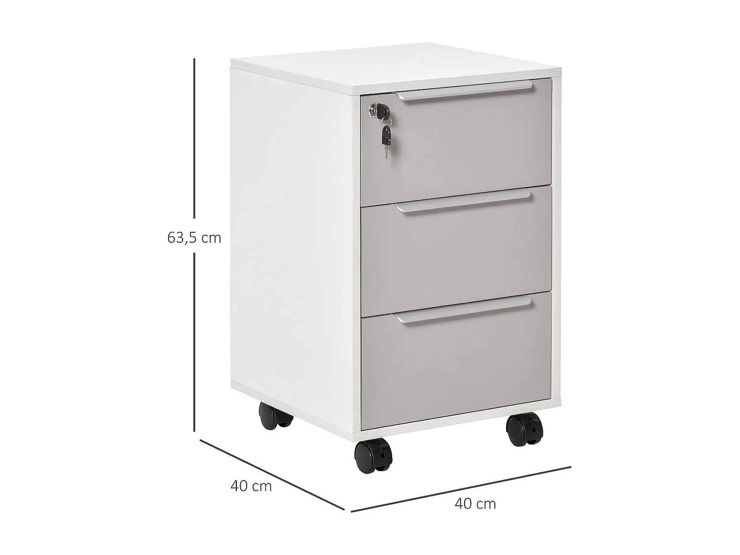 Cajonera tipo archivador blanco y gris 40x40x63.5 cm HOMCOM