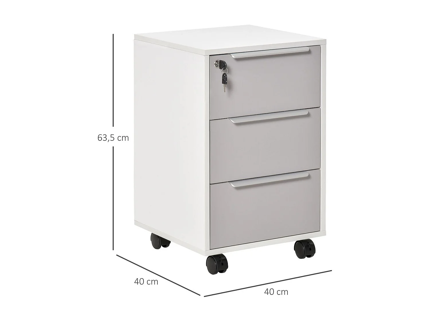 Cajonera tipo archivador blanco y gris 40x40x63.5 cm HOMCOM