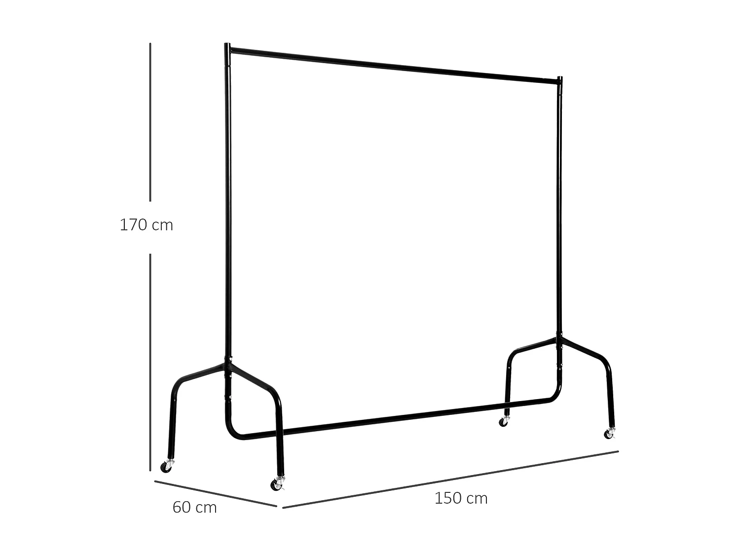 Perchero colgador con ruedas negro 150x60x170 cm HOMCOM