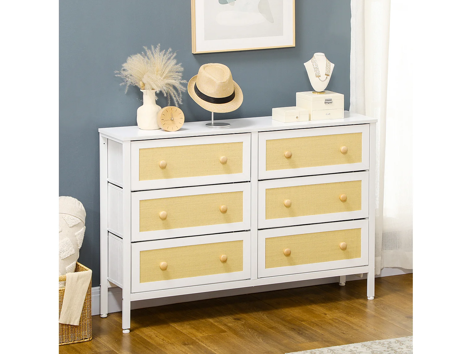 Cómoda de tela blanco 120x30x83 cm HOMCOM