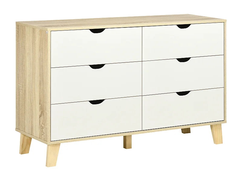 Cómoda con cajones blanco y natural 120x40x76 cm HOMCOM