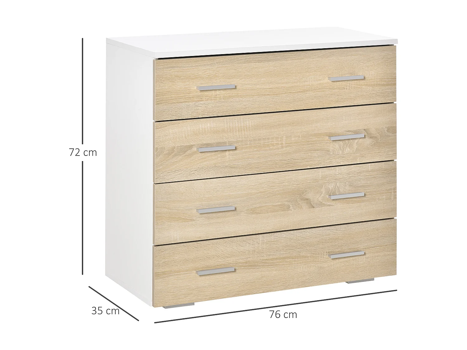 Cómoda roble 76x35x72 cm HOMCOM