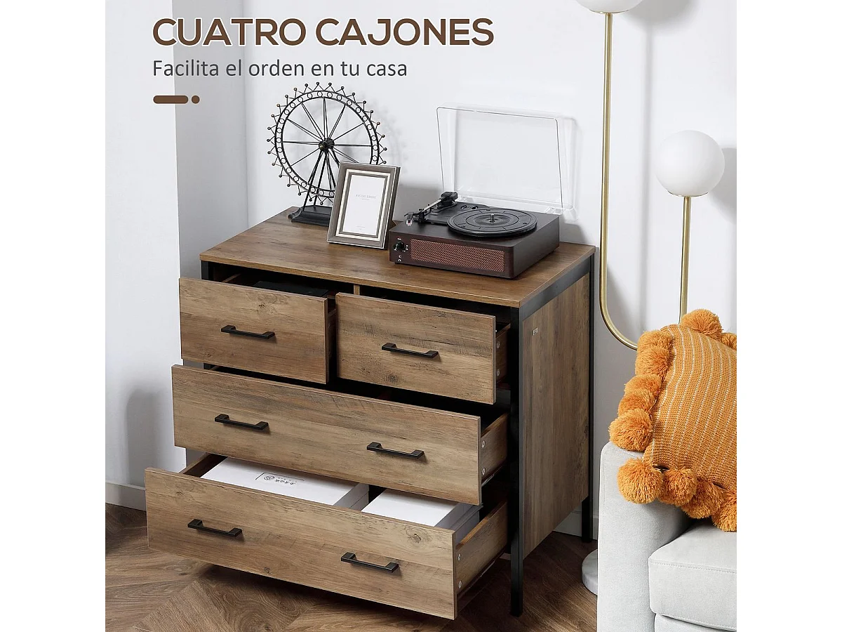 Cómoda con cajones marrón 80x40x75 cm HOMCOM