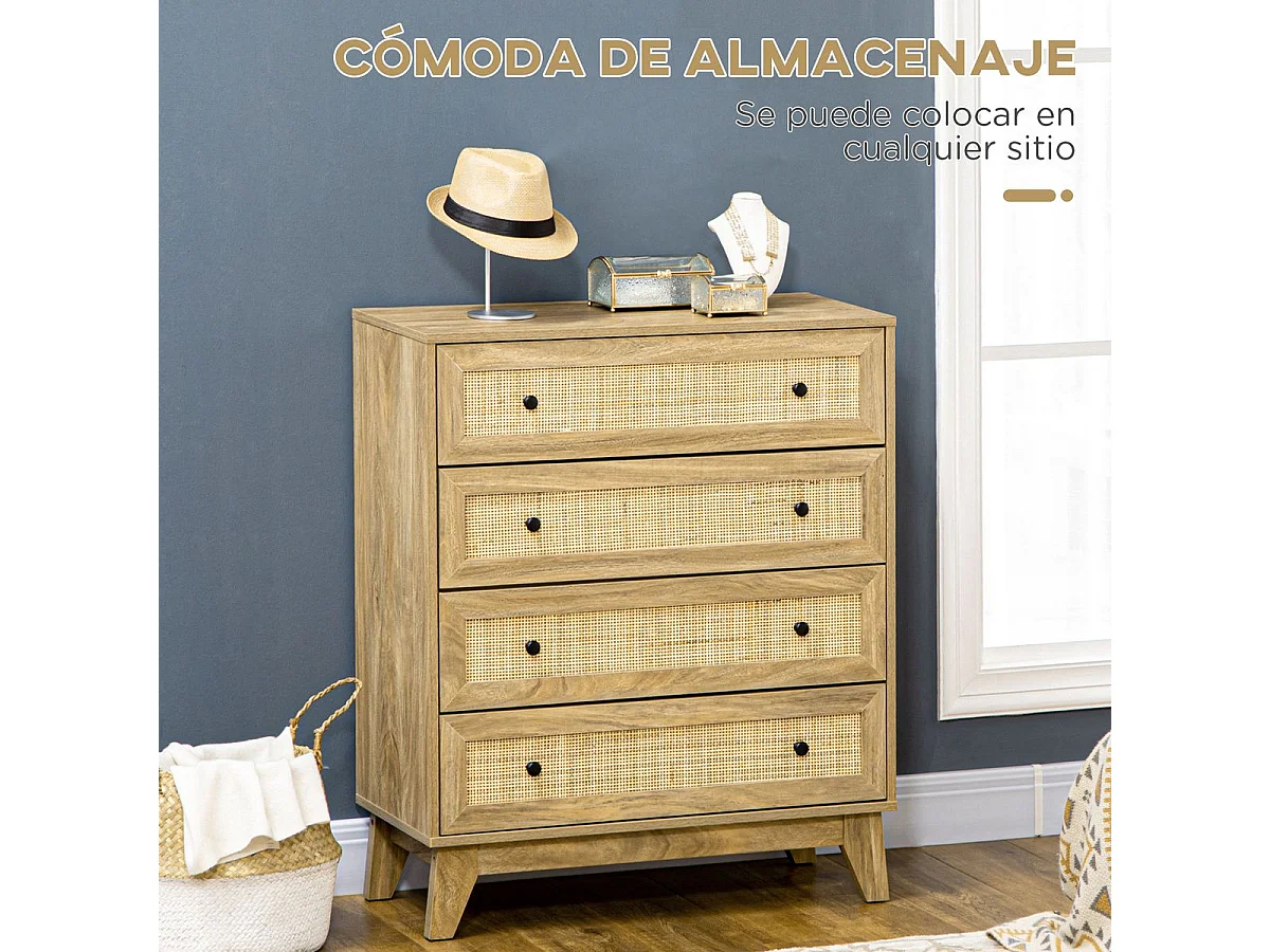 Cómoda con cajones madera natural 80x35x95 cm HOMCOM