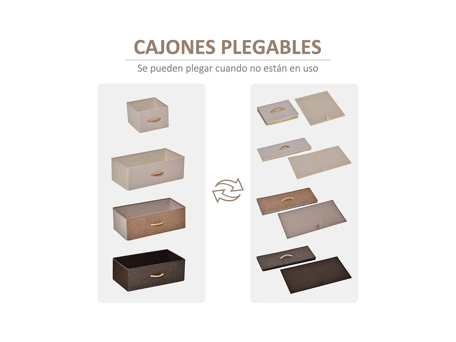 Cómoda de tela crema, café y marrón 58x29x99 cm HOMCOM