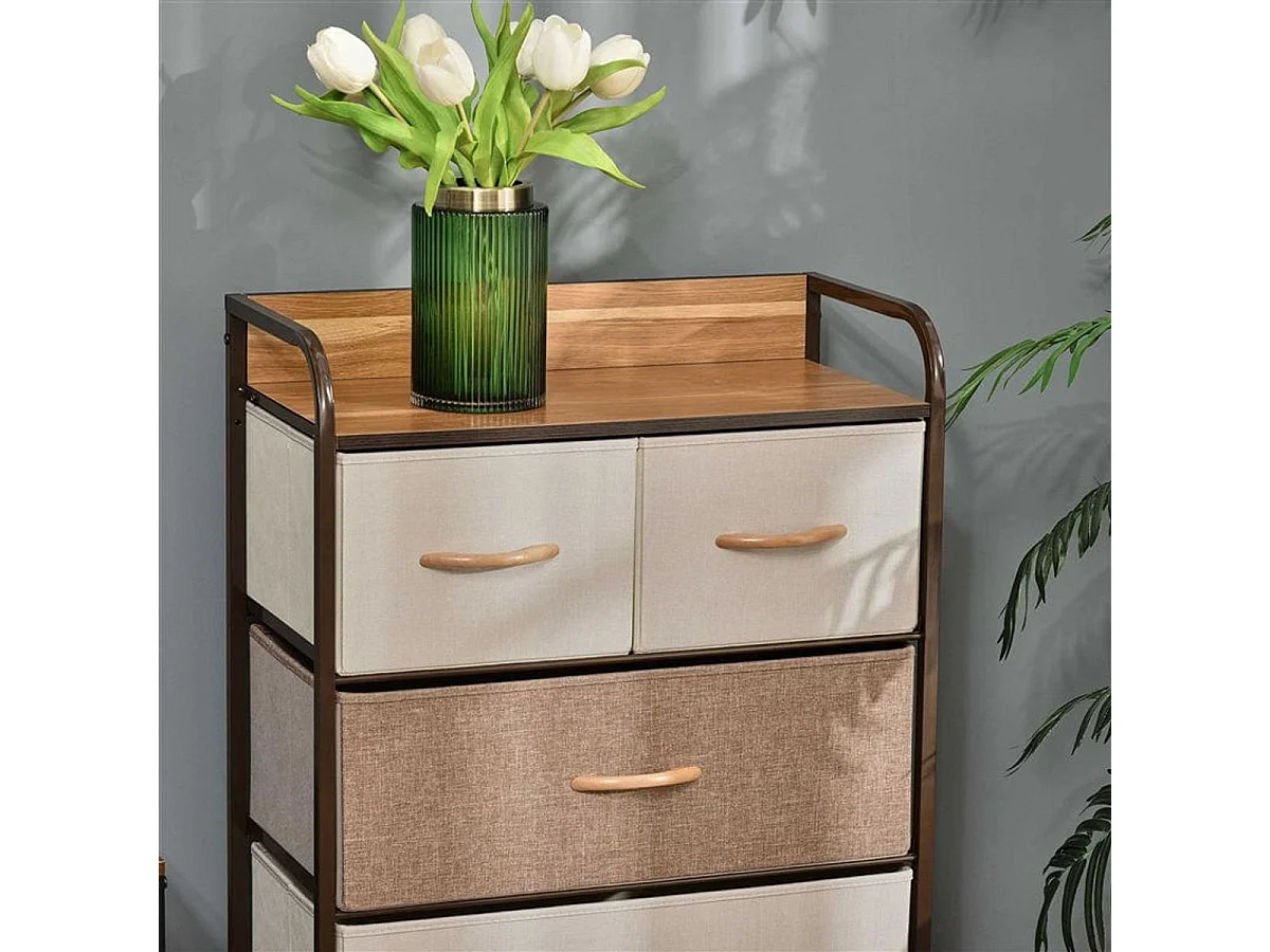 Cómoda de tela crema, café y marrón 58x29x99 cm HOMCOM