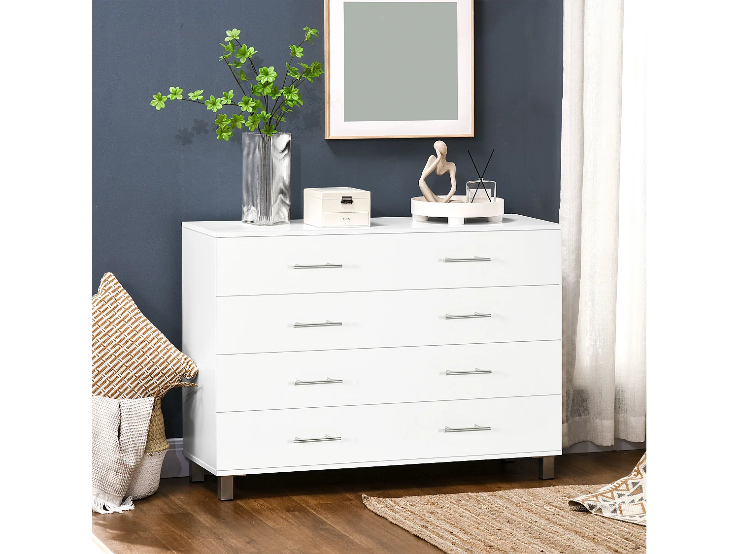 Cómoda con cajones blanco 112x38.2x81 cm HOMCOM