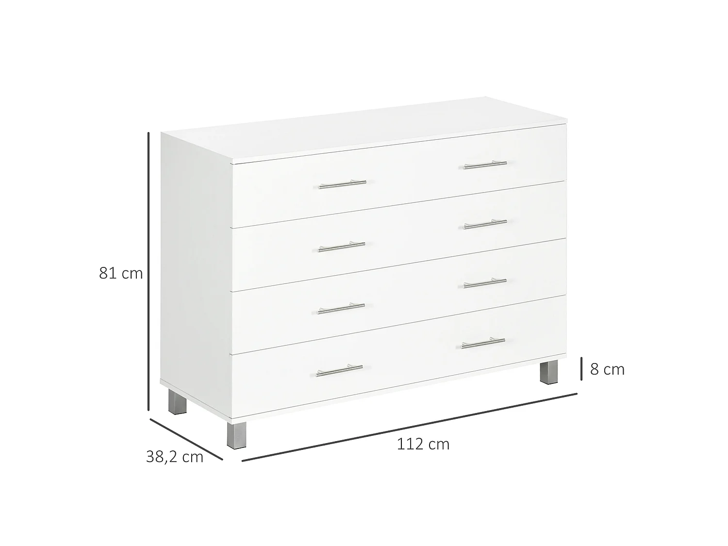 Cómoda con cajones blanco 112x38.2x81 cm HOMCOM