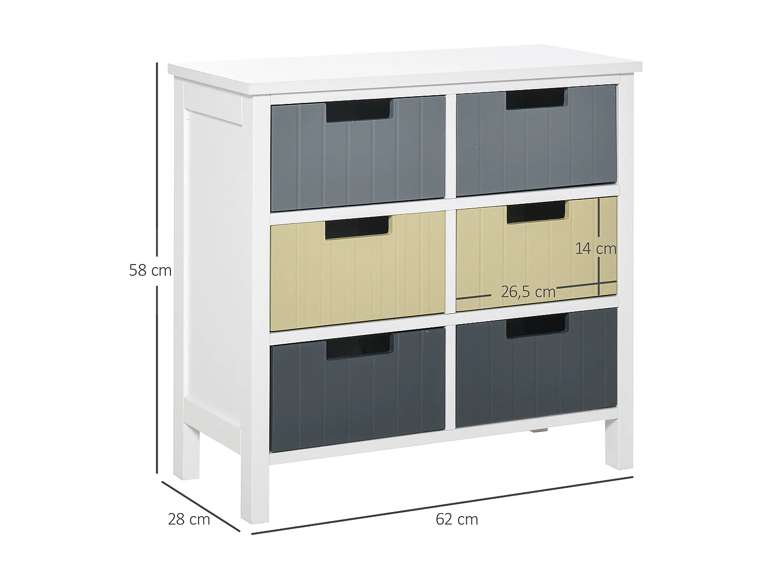 Cómoda de madera blanco 62x28x58 cm HOMCOM