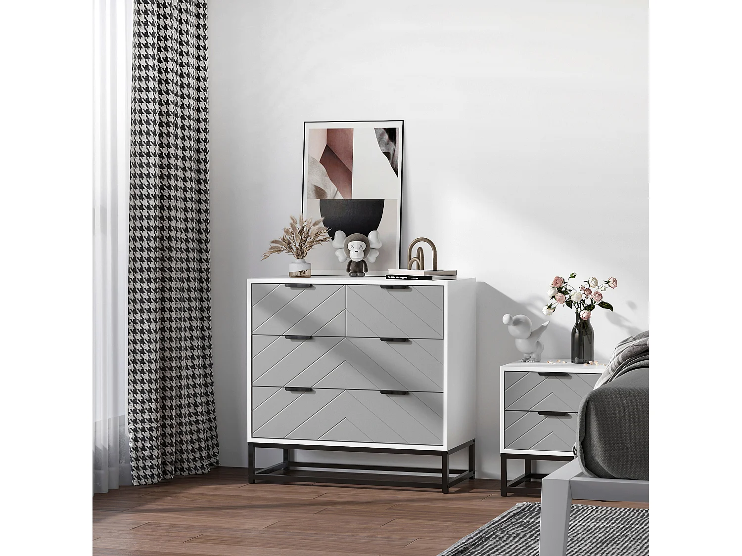 Cómoda de cajones gris, blanco y negro 80x40x79 cm HOMCOM