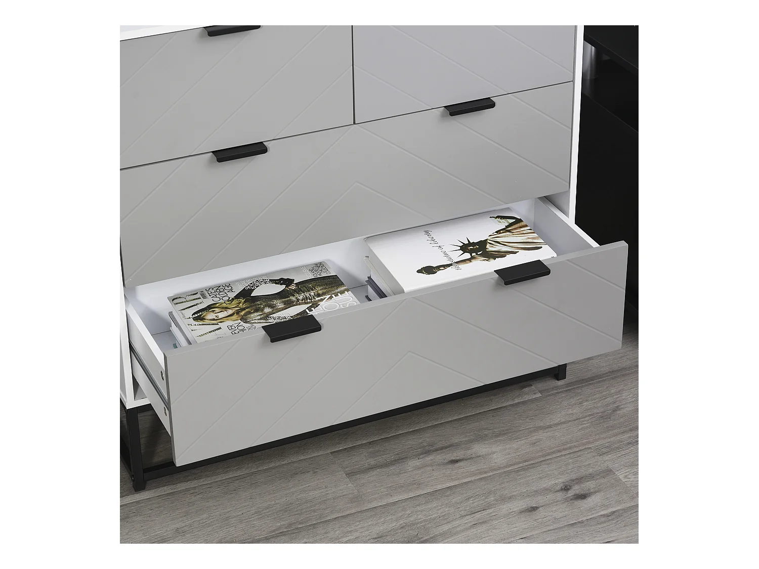 Cómoda de cajones gris, blanco y negro 80x40x79 cm HOMCOM