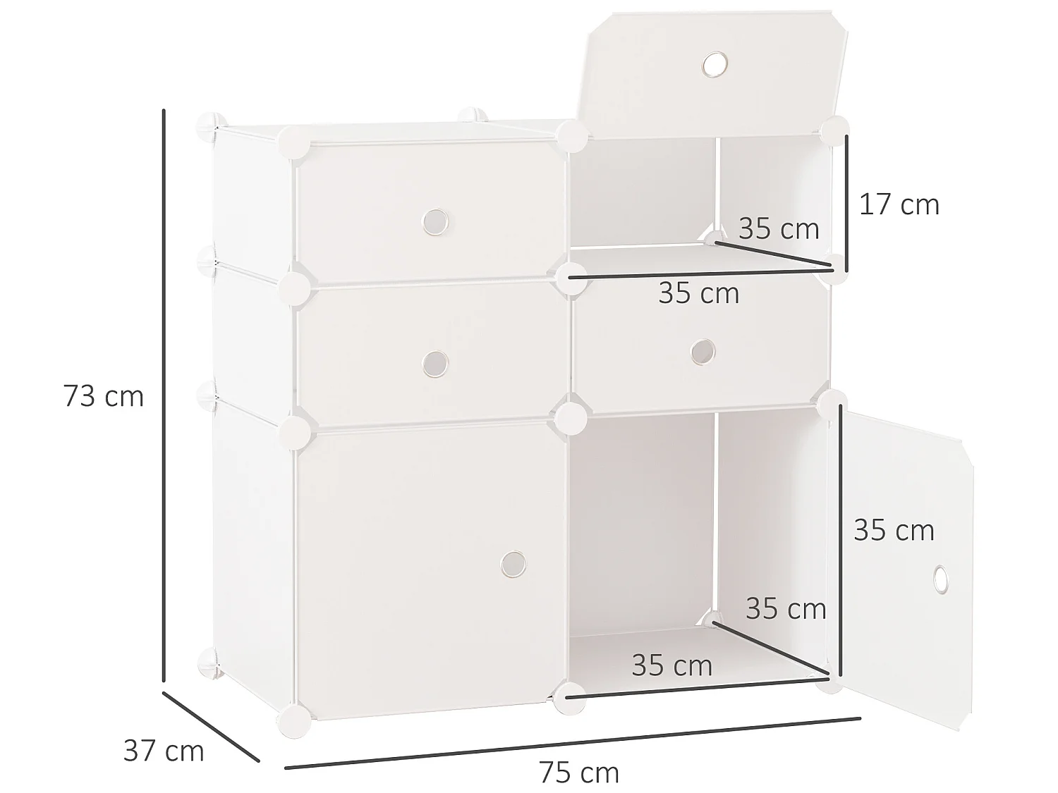 Armario modular plástico blanco 75x37x73cm HOMCOM