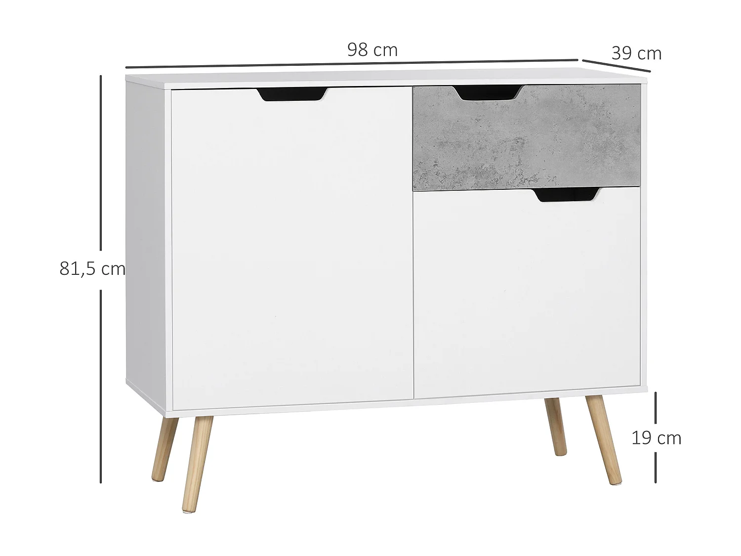 Aparador de cocina blanco 98x39x81.5 cm HOMCOM