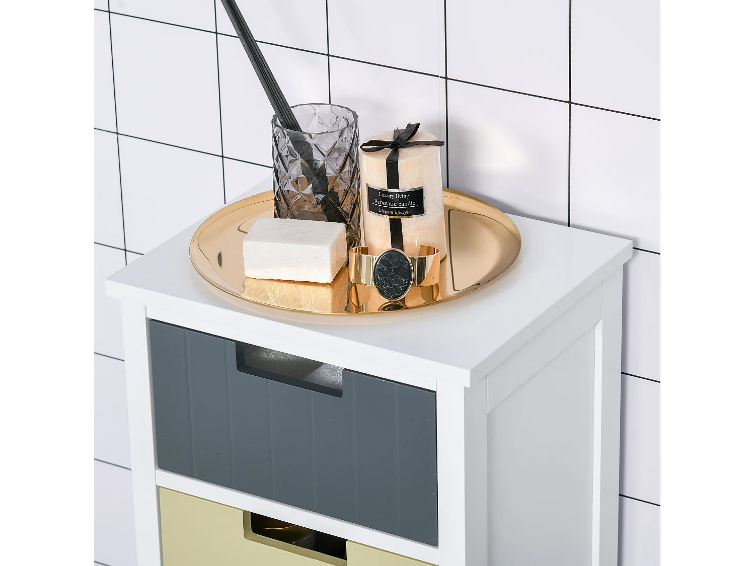 Cómodo de madera multicolor 35x28x90.5 cm HOMCOM