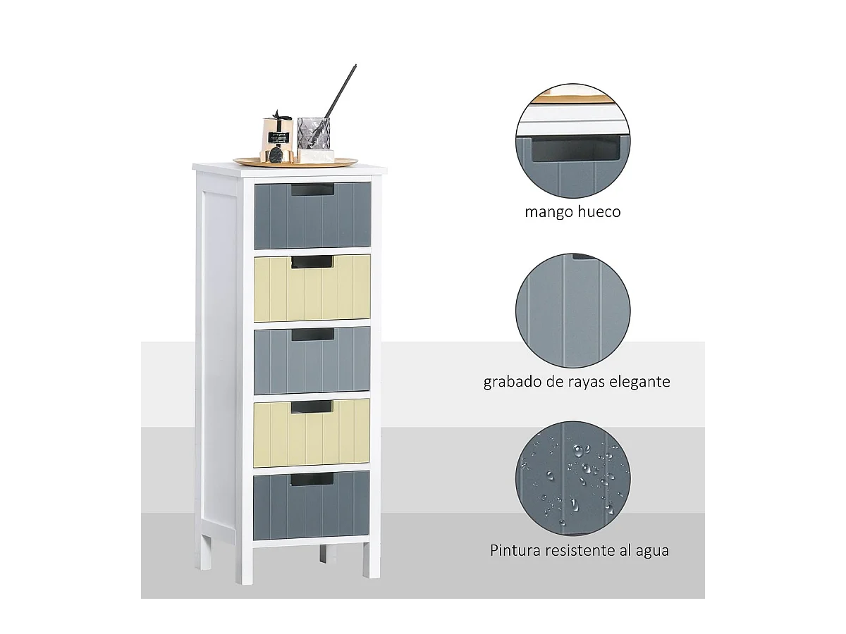 Cómodo de madera multicolor 35x28x90.5 cm HOMCOM