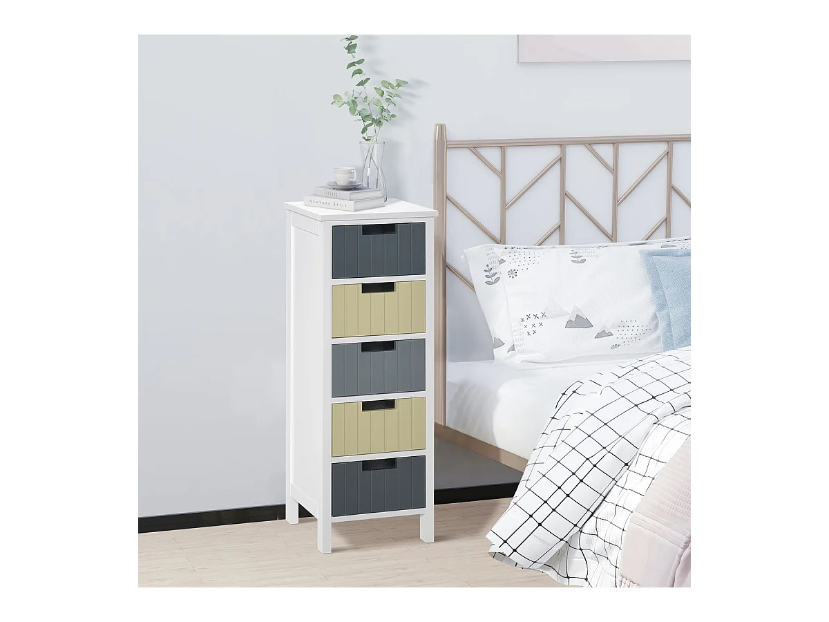 Cómodo de madera multicolor 35x28x90.5 cm HOMCOM