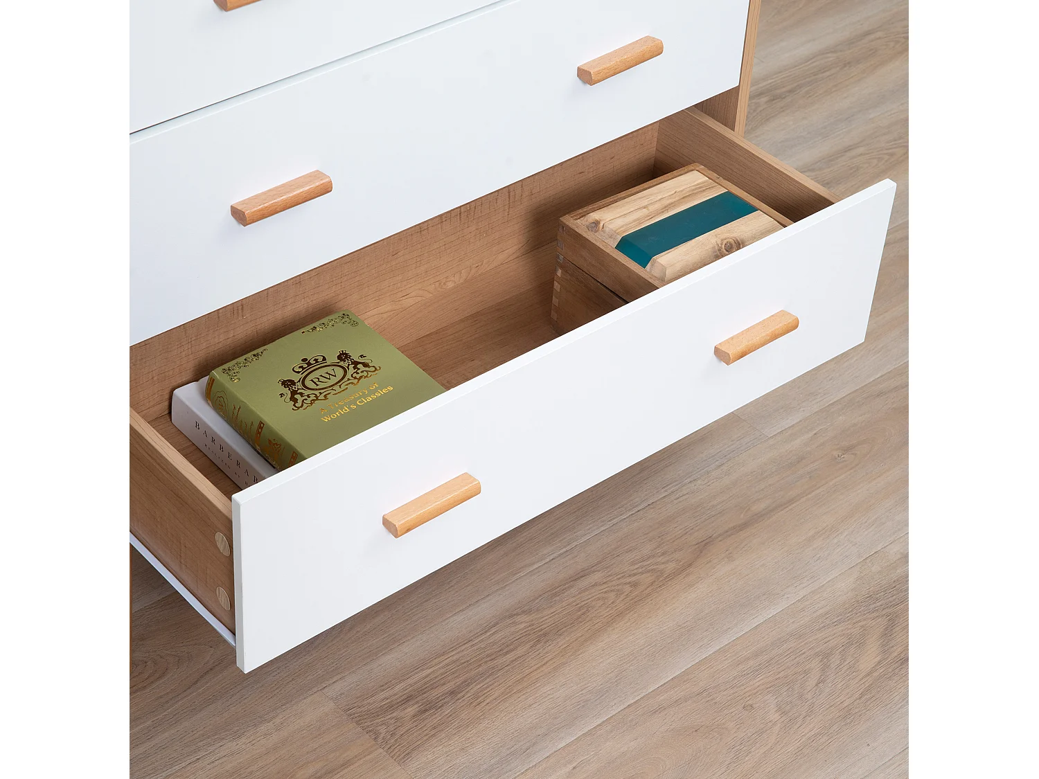 Cómoda de madera blanco y natural 80x39x80 cm HOMCOM