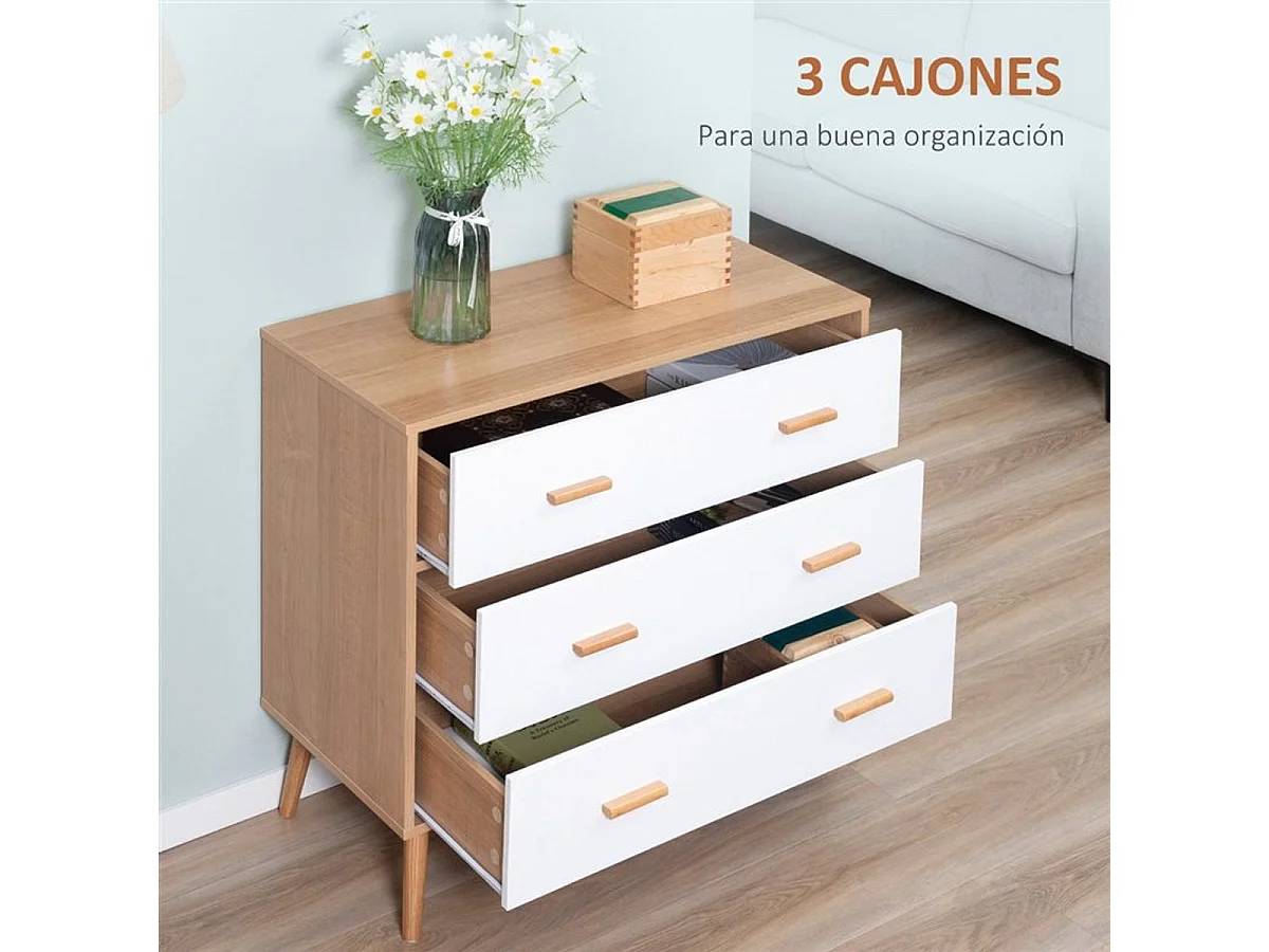 Cómoda de madera blanco y natural 80x39x80 cm HOMCOM