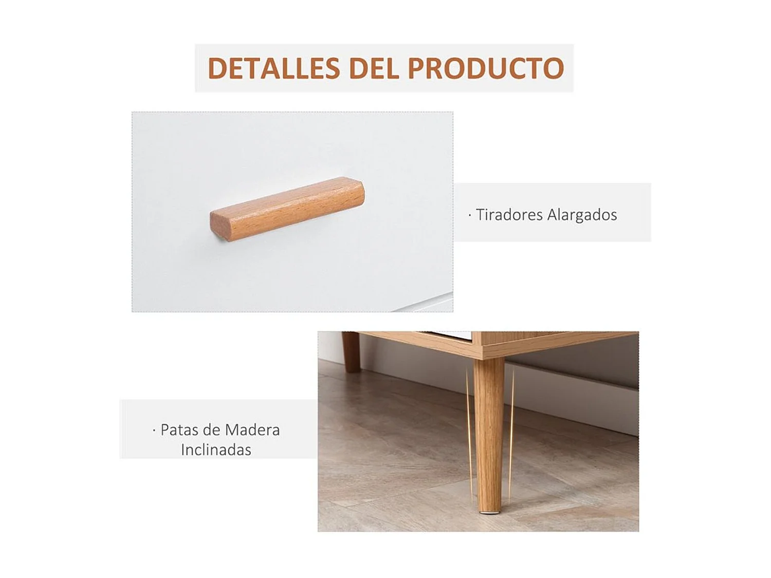 Cómoda de madera blanco y natural 80x39x80 cm HOMCOM