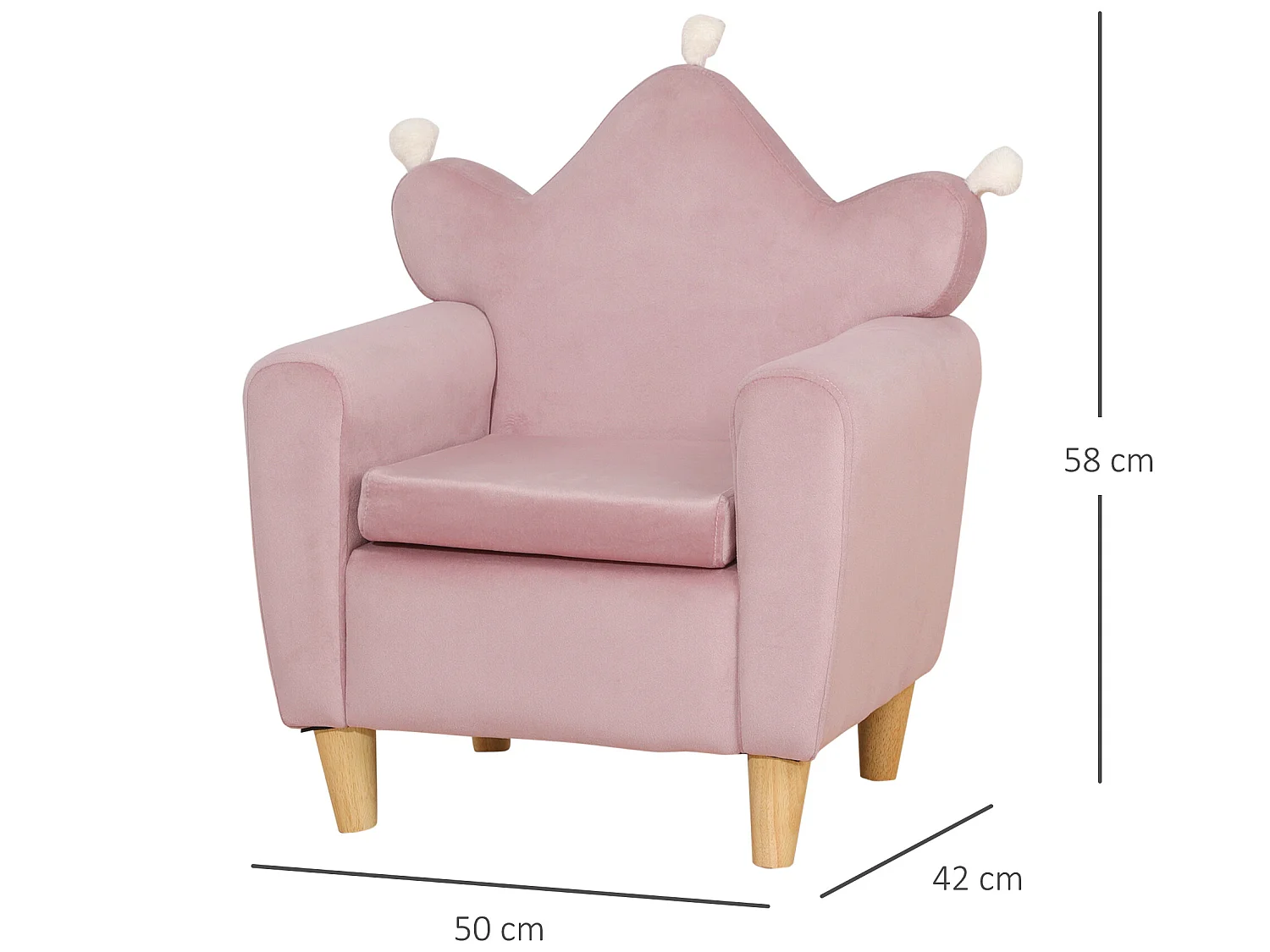 Sillón infantil rosa 50x42x58 cm HOMCOM