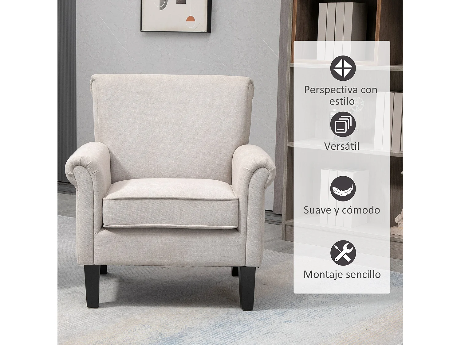 Butaca de salón gris 79x78x87 cm HOMCOM