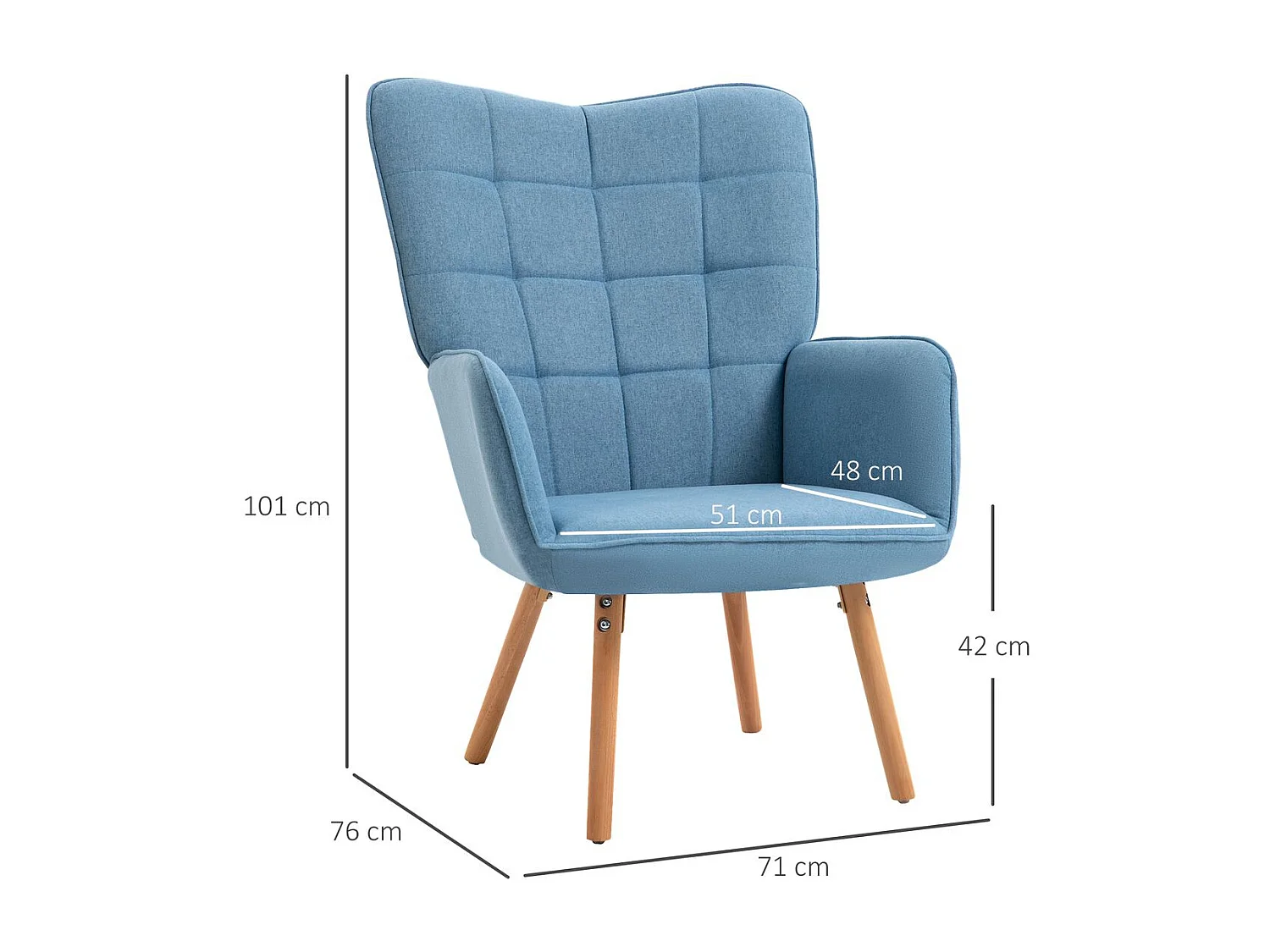 Butaca de salón azul 71x76x101 cm HOMCOM