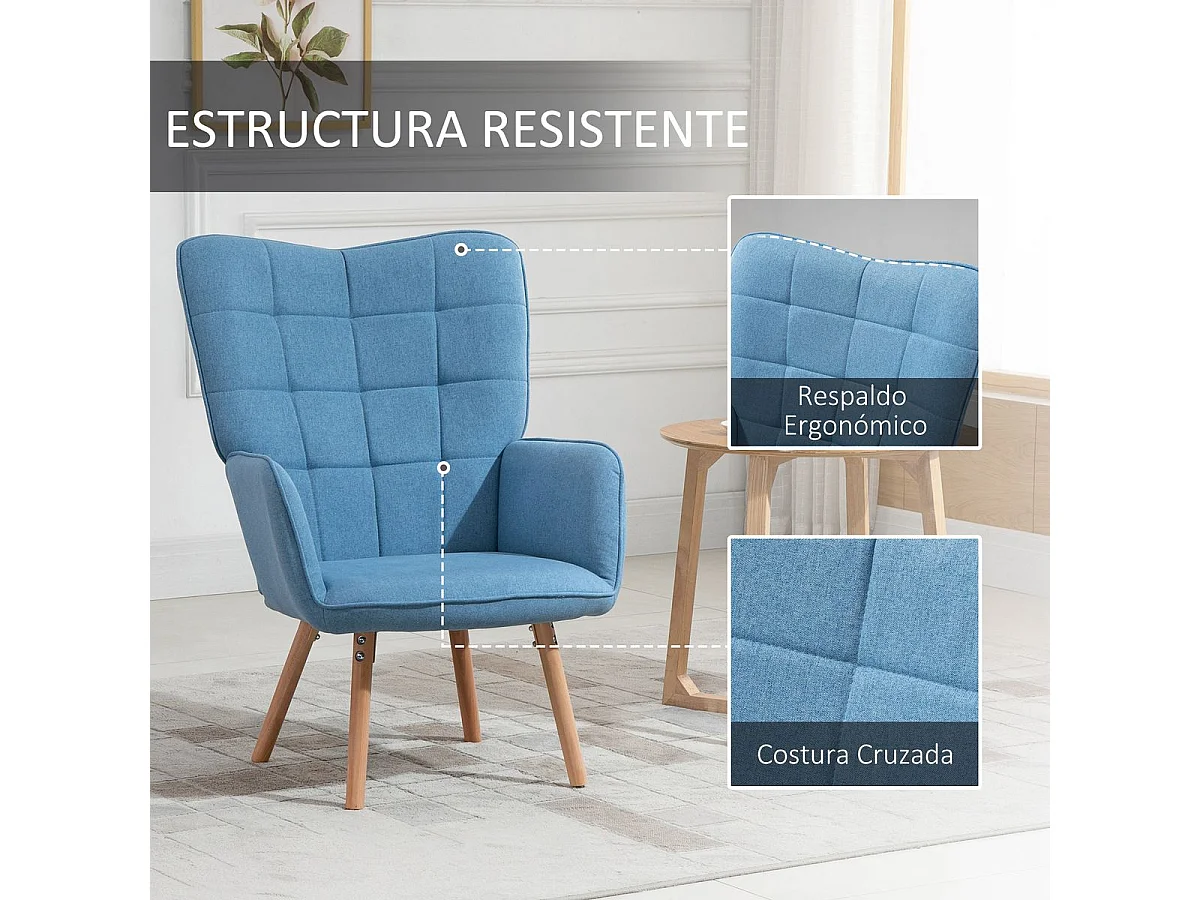 Butaca de salón azul 71x76x101 cm HOMCOM