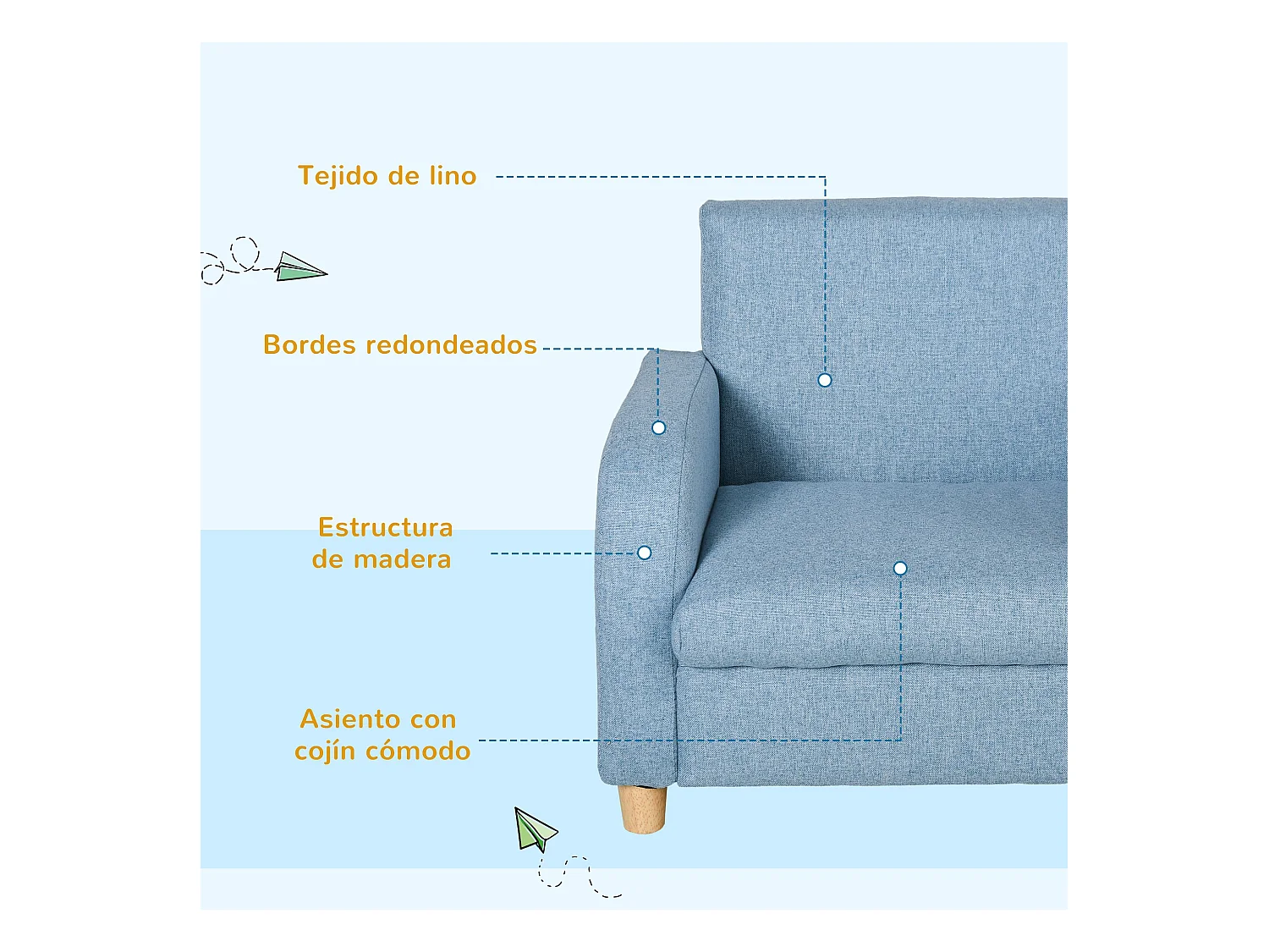 Sillón infantil azul 49x45x44 cm HOMCOM