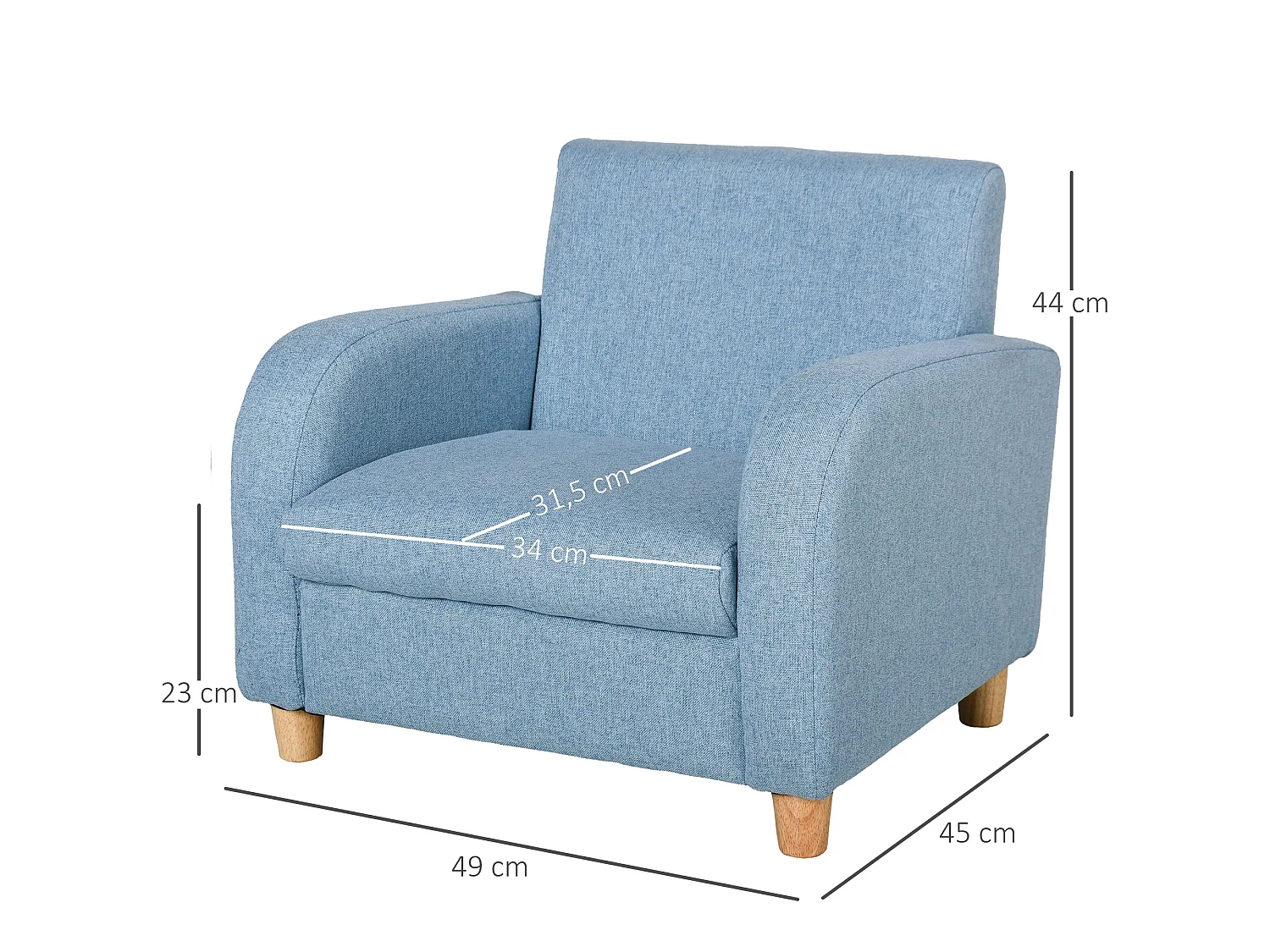 Sillón infantil azul 49x45x44 cm HOMCOM