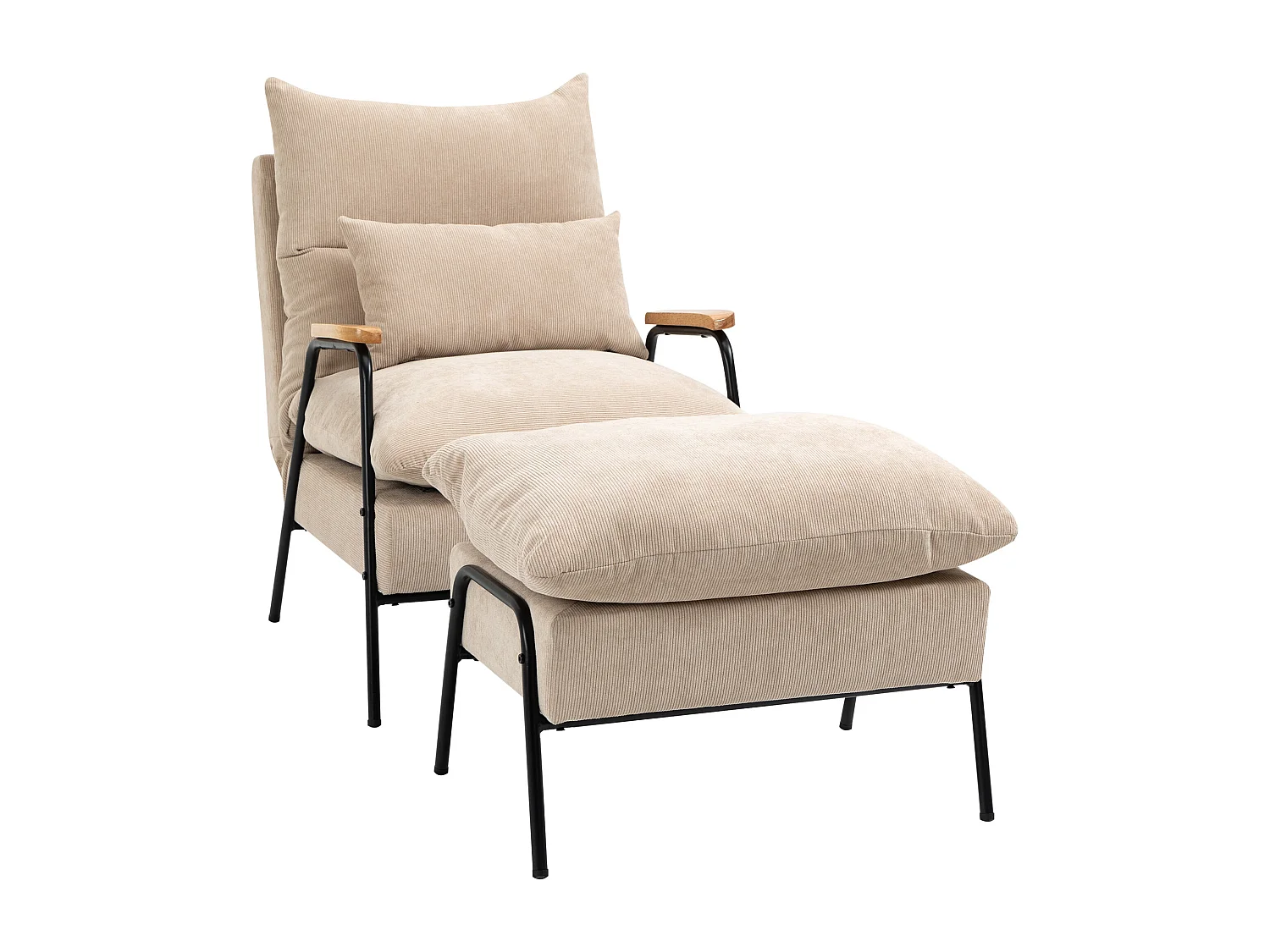 Sillón con reposapiés beige 68x91.5x88 cm HOMCOM