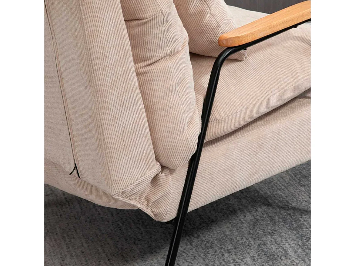 Sillón con reposapiés beige 68x91.5x88 cm HOMCOM