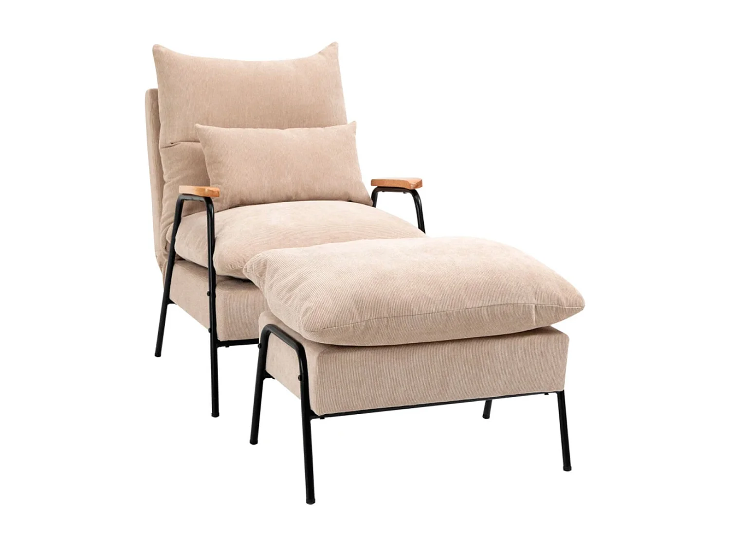 Sillón con reposapiés beige 68x91.5x88 cm HOMCOM