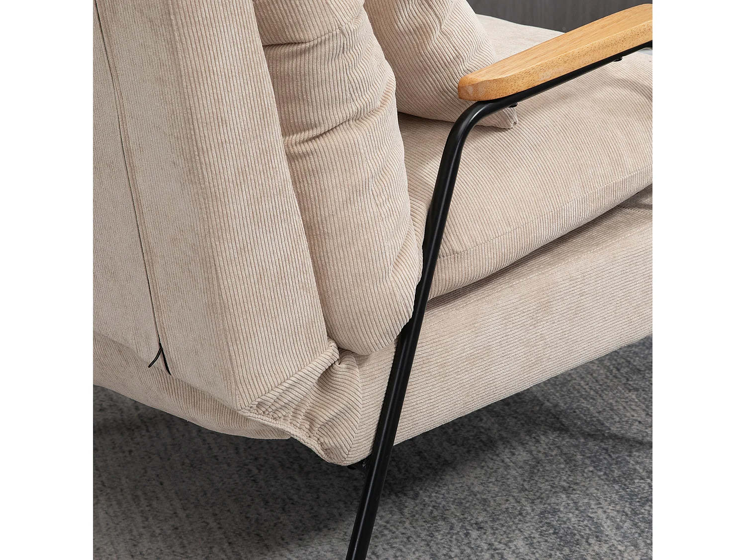 Sillón con reposapiés beige 68x91.5x88 cm HOMCOM