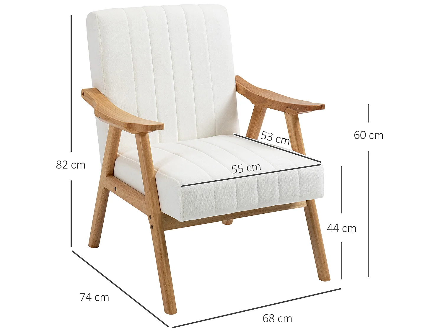 Butaca de salón crema 68x74x82 cm HOMCOM