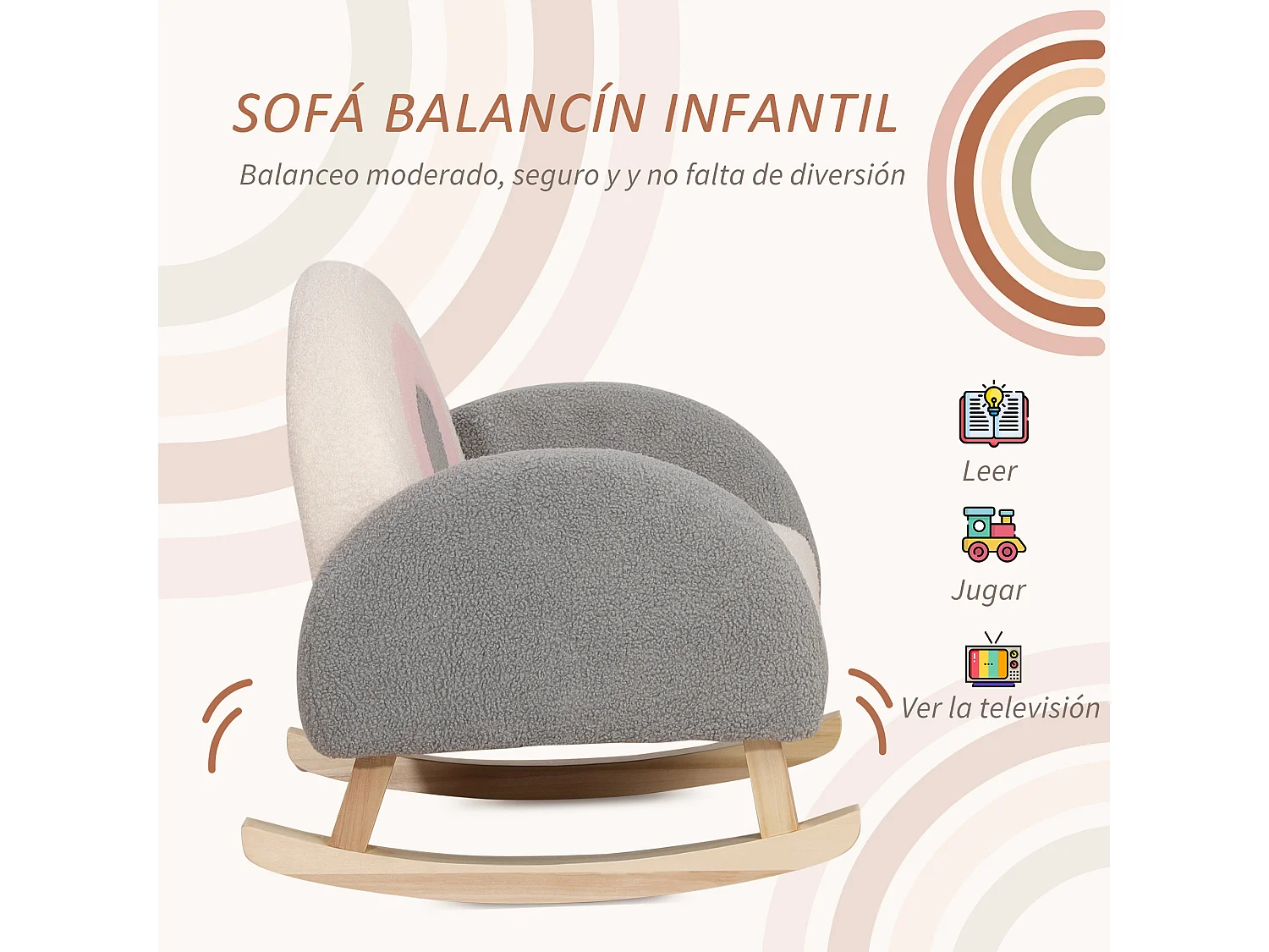 Sillón infantil gris 50x45x44 cm HOMCOM
