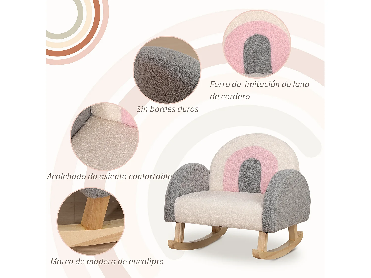 Sillón infantil gris 50x45x44 cm HOMCOM