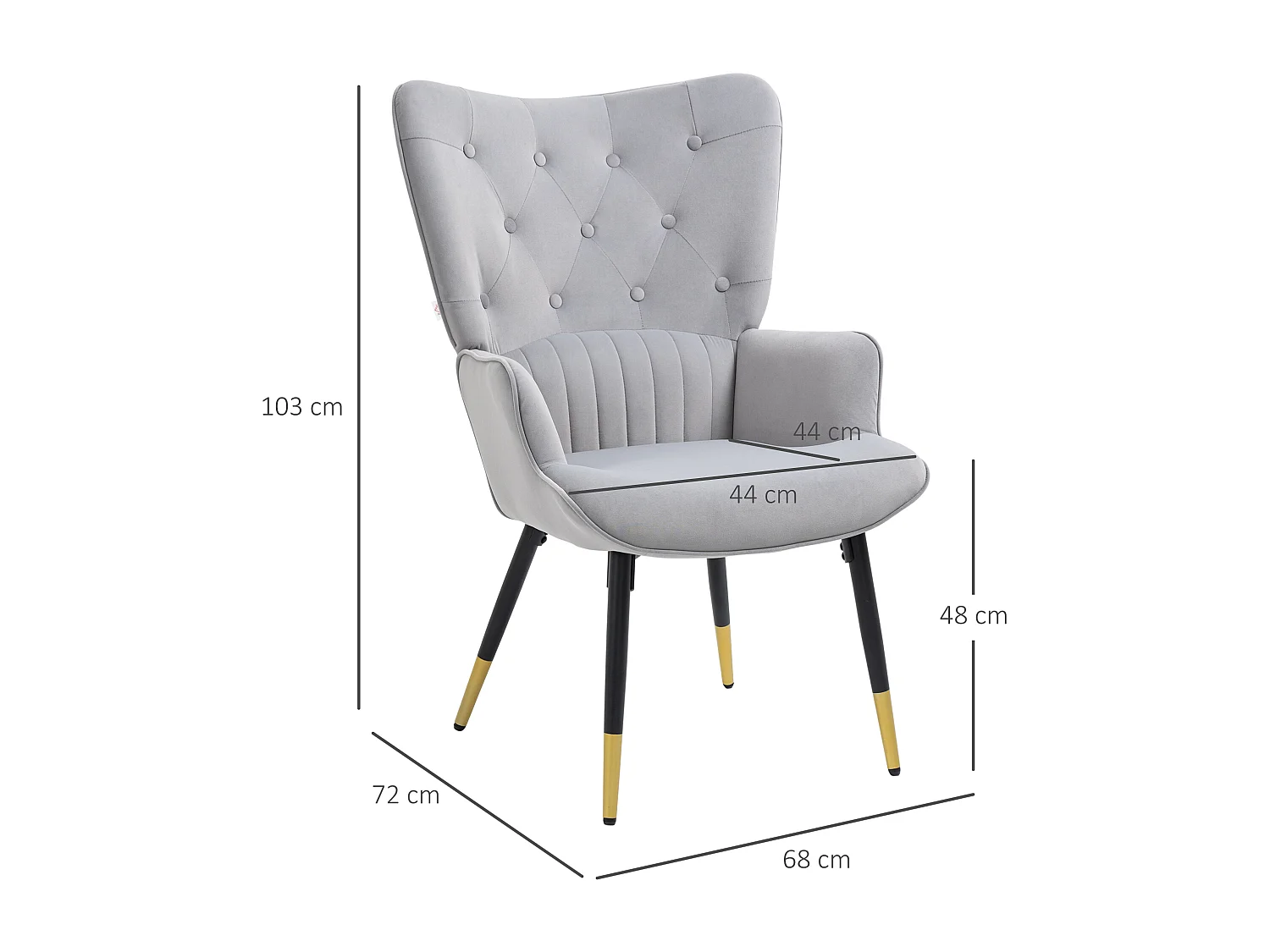 Sillón individual gris 68x72x103 cm HOMCOM