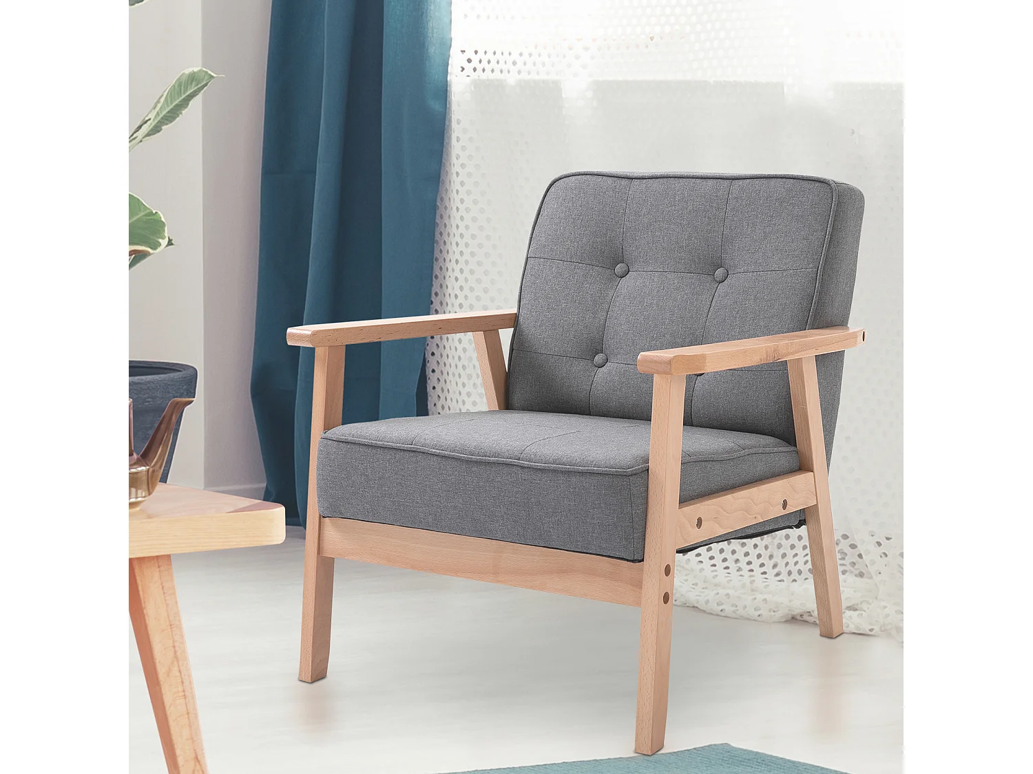 Sillón individual gris 70x64.5x74 cm HOMCOM